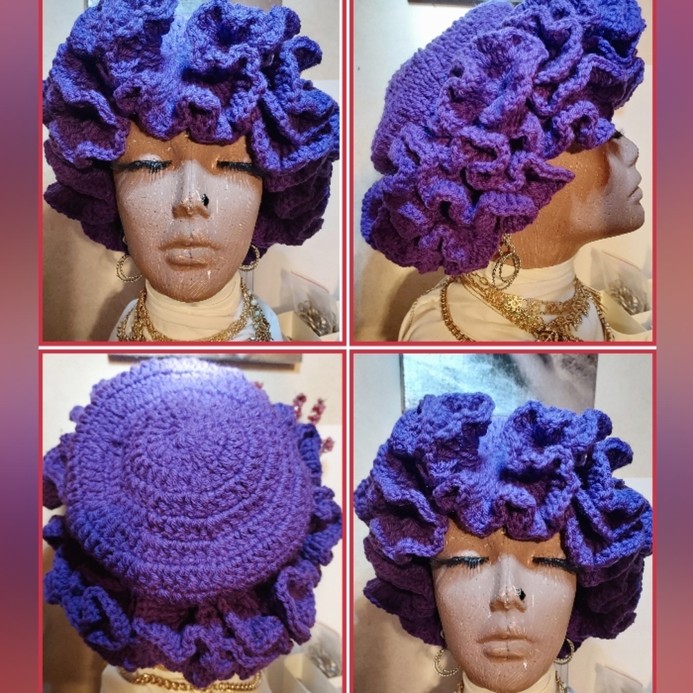 #L❤️VE:HANDMADE.  Crochet Ruffle HAT - Picture 4 of 6
